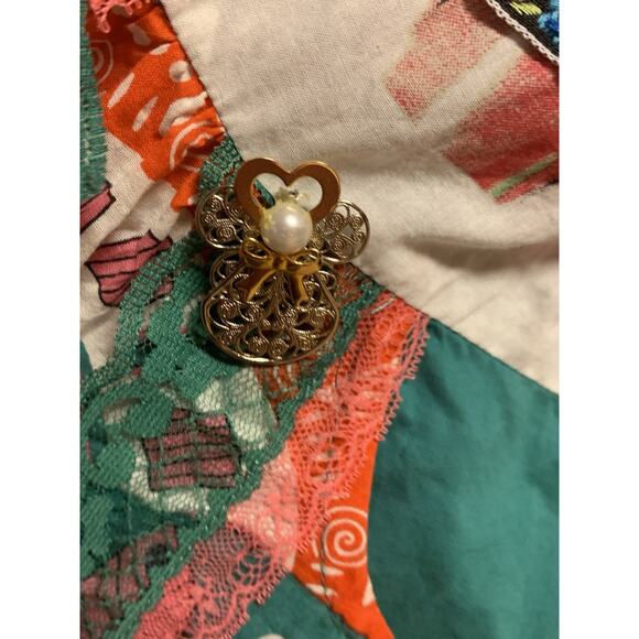 Farinelli Dress Juniors Small Eclectic w/ Spaghetti Straps Colorful Lace & Charm - Picture 7 of 11